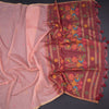 Semi Linen Peach Thread Work Saree