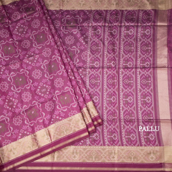 Semi Raw Silk Magenta Pink Printed Saree