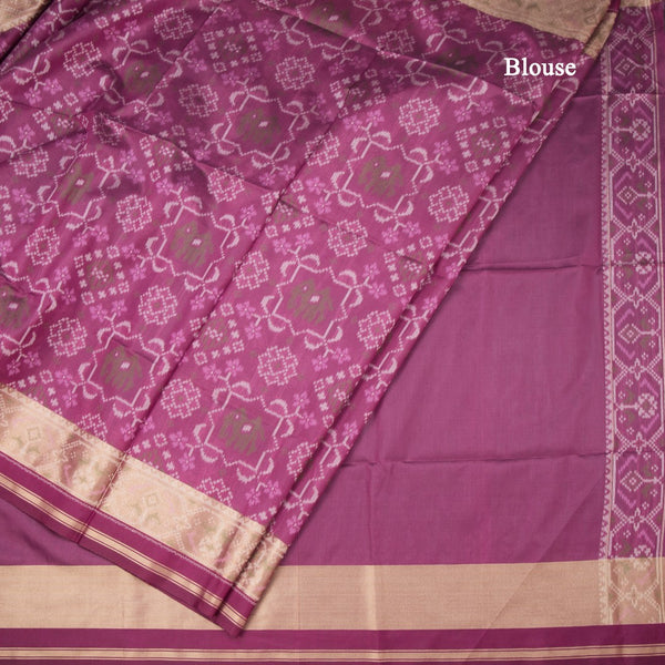 Semi Raw Silk Magenta Pink Printed Saree
