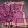 Semi Raw Silk Magenta Pink Printed Saree