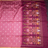 Semi Raw Silk Rose Pink Printed Saree 02