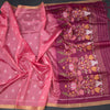 Semi Raw Silk Rose Pink Printed Saree 02