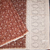 Semi Linen Rust Orange Printed Saree And Thread Pallu