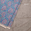 Semi Linen Blue Printed Saree And Thread Pallu