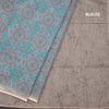 Semi Linen Peacock Blue Printed Saree And Thread Pallu 02