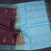 Vaazhai Naar Maroon Saree With Thread Buttas And Contrast Pallu