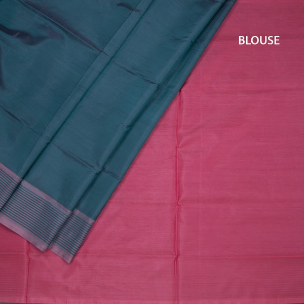 Vaazhai Naar Teal Green Saree With Thread Buttas And Contrast Pallu