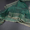 Vaazhai Naar Bottle Green Saree With Thread Buttas And Contrast Pallu