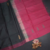 Vaazhai Naar Shot Colour Saree With Thread Buttas And Contrast Pallu 05