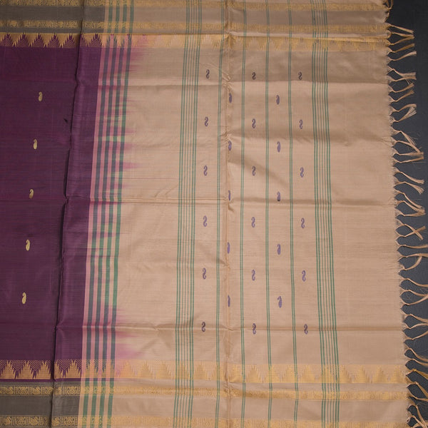 Vaazhai Naar Purple Saree With Thread Buttas And Contrast Pallu 04