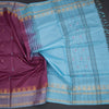 Vaazhai Naar Wine Colour Saree With Thread Buttas And Contrast Pallu
