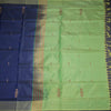 Vaazhai Naar Dark Blue Saree With Thread Buttas And Contrast Pallu