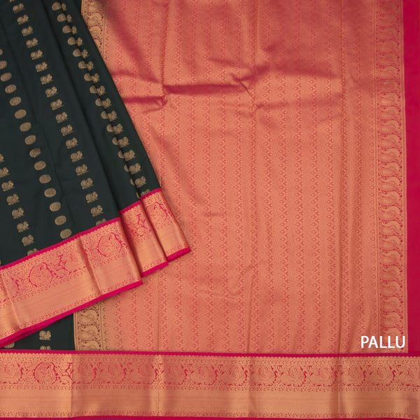 Art Silk Bottle Green Zari Worked Saree