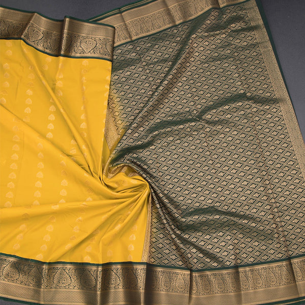 Art Silk Lemon Yellow Zari Worked Saree