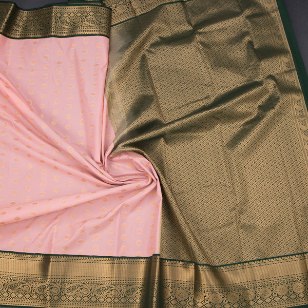 Art Silk Peach Zari Worked Saree 02