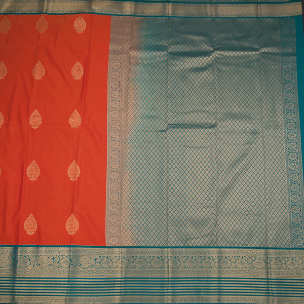 Art Silk Fanta Orange Zari Worked Saree