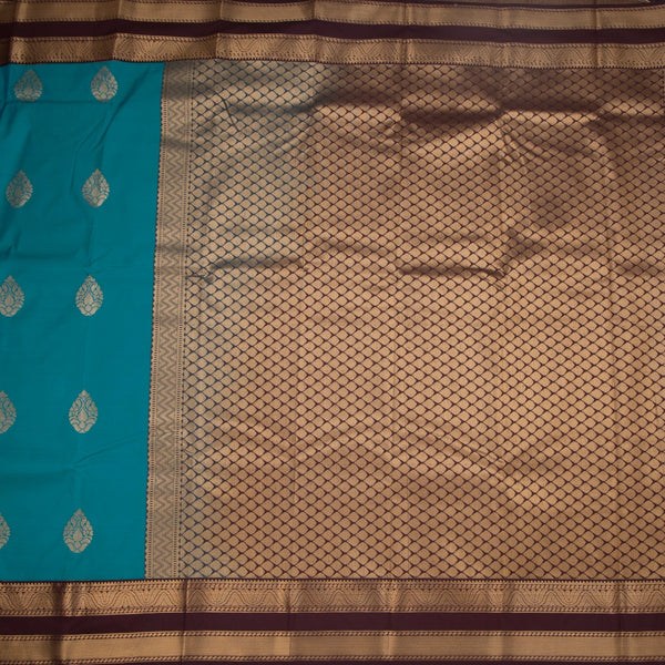 Art Silk Peacock Blue Zari Worked Saree