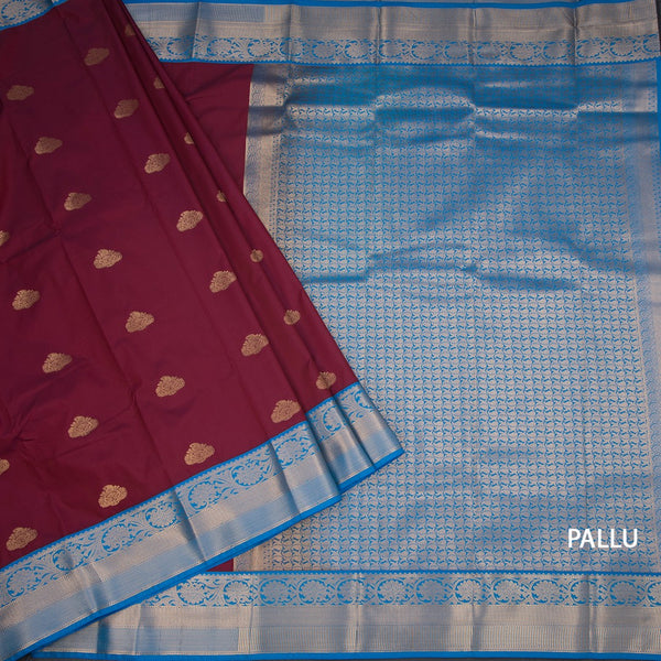 Art Silk Maroon Zari Worked Saree 04