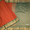 Art Silk Rust Orange Zari Checked Saree