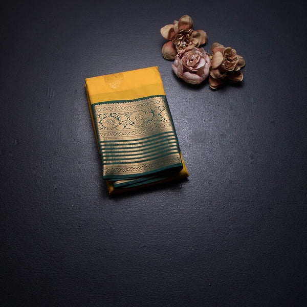 Art Silk Mango Yellow Zari Worked Saree 08
