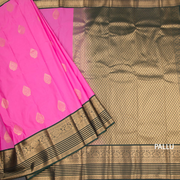 Art Silk Taffy Pink Zari Worked Saree 02