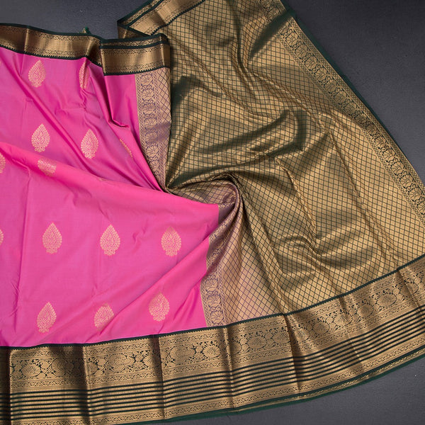 Art Silk Taffy Pink Zari Worked Saree 02