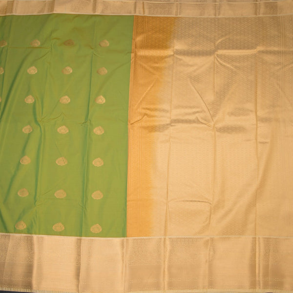 Art Silk Parrot Green Zari Worked Saree 04