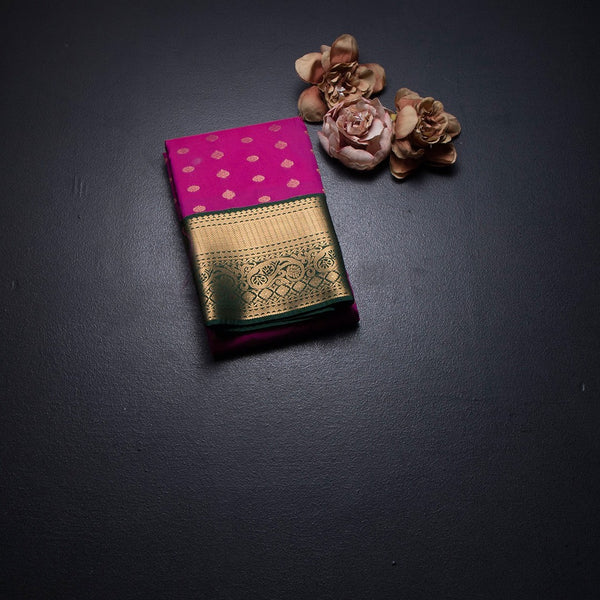 Art Silk Magenta Pink Zari Worked Saree 03