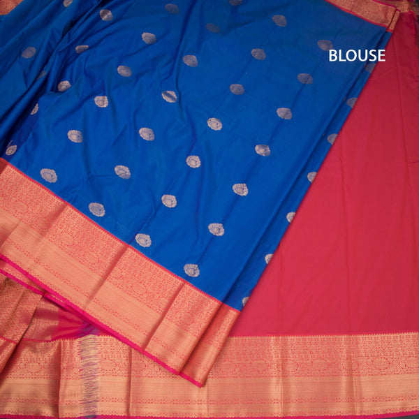 Art Silk Peacock Blue Zari Worked Saree 04