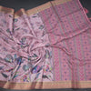 Semi Raw Silk Taffy Pink Floral Printed Saree