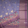 Raw Silk Purple Zari Stripes Saree With Animal Design