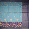 Raw Silk Light Blue Zari Stripes Saree With Animal Design