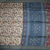Raw Silk Cream Floral Printed Saree 03
