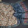 Raw Silk Cream Floral Printed Saree 03