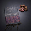 Raw Silk Cream Floral Printed Saree 04
