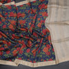 Pure Tussar Dark Blue Floral Printed Saree 02