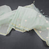 Raw Silk Mint Green Stripes With Floral Thread Work Saree