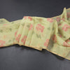Silk Cotton Light Green Floral Thread Work Saree