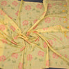 Silk Cotton Yellow Floral Thread Work Saree