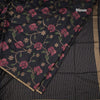 Silk Cotton Black Floral Thread Work Saree