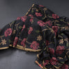 Silk Cotton Black Floral Thread Work Saree