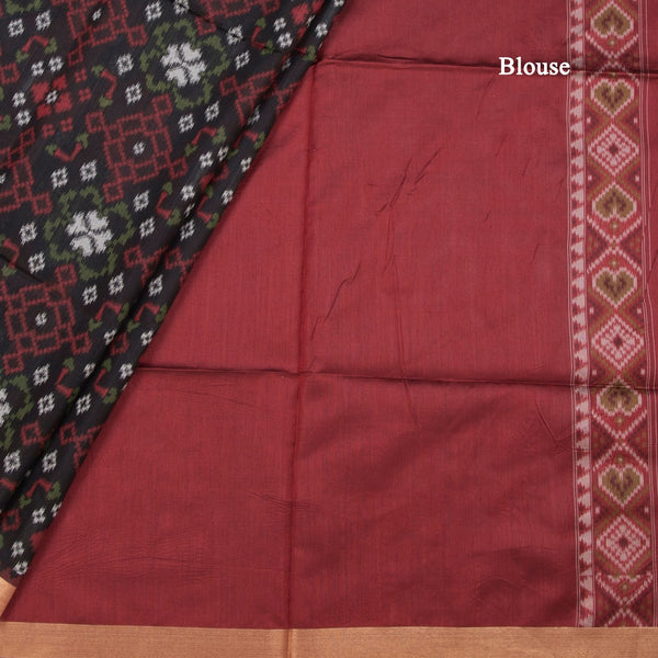 Raw Silk Black Printed Saree 02