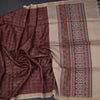 Raw Silk Maroon Checks With Printed Saree