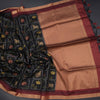 Raw Silk Black Printed Saree And Zari Border