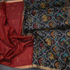 Silk Cotton Maroon Saree With Malli Moggu Design