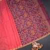Silk Cotton Peach Saree With Malli Moggu Design