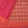 Raw Silk Reddish Pink Zari Checked Saree