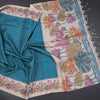 Raw Silk Peacock Blue Zari Checked Saree