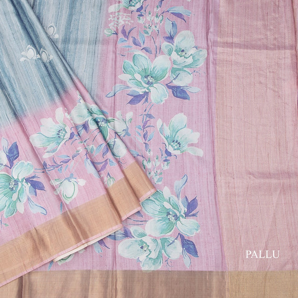 Raw Silk Multi Colour Floral Printed Saree 03