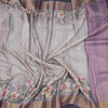 Raw Silk Grey Floral Printed Saree 02